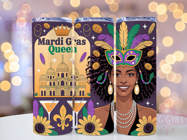 Mardi Gras Queen Celebration Tumbler, Mardi Gras Girl Wrap, Carnival Celebration Cup, 20oz Sublimation Wrap, Festive Queen Design Tumbler, New Orleans Mardi Gras Cup, Colorful Carnival Girl Wrap Sublimation SvggirlplusArt 