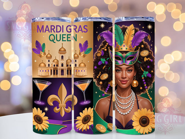 Mardi Gras Queen Celebration Tumbler, Mardi Gras Girl Wrap, Carnival Celebration Cup, 20oz Sublimation Wrap, Festive Queen Design Tumbler, New Orleans Mardi Gras Cup, Colorful Carnival Girl Wrap Sublimation SvggirlplusArt 