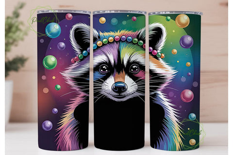 Mardi Gras Raccoon 20oz Tumbler Wrap Sublimation PixelChick 