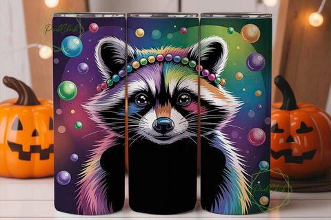 Mardi Gras Raccoon 20oz Tumbler Wrap Sublimation PixelChick 