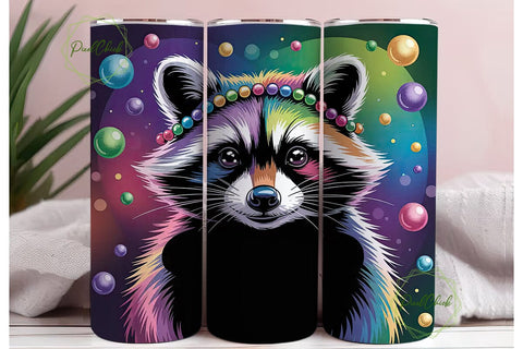 Mardi Gras Raccoon 20oz Tumbler Wrap Sublimation PixelChick 
