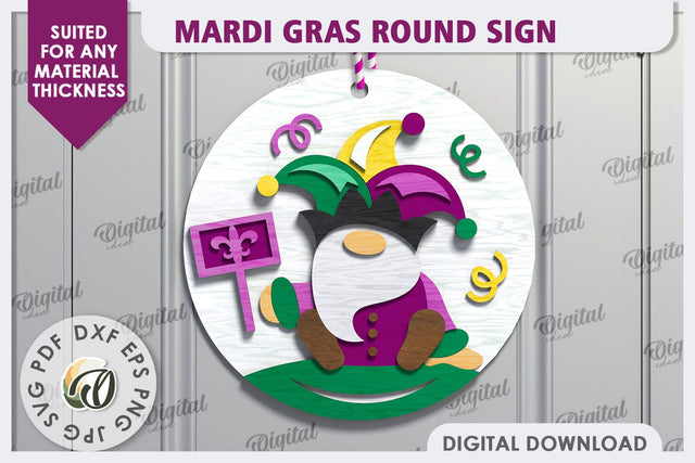 Mardi Gras Round Sign Laser Cut. Mardi Gras Decor SVG SVG Evgenyia Guschina 