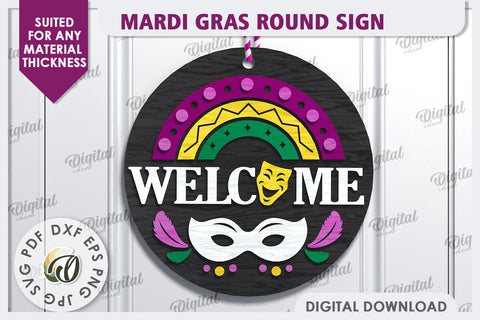 Mardi Gras Round Sign Laser Cut. Mardi Gras Decor SVG SVG Evgenyia Guschina 