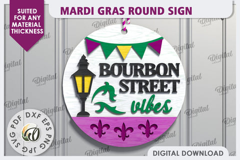 Mardi Gras Round Sign Laser Cut. Mardi Gras Decor SVG SVG Evgenyia Guschina 