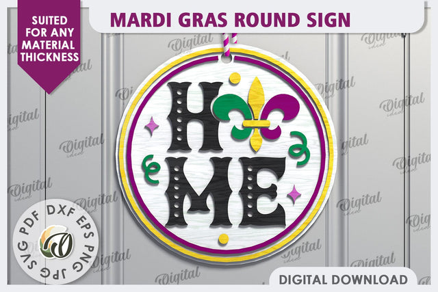 Mardi Gras Round Sign Laser Cut. Mardi Gras Decor SVG SVG Evgenyia Guschina 