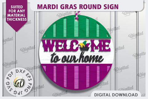 Mardi Gras Round Sign Laser Cut. Mardi Gras Decor SVG SVG Evgenyia Guschina 