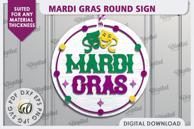 Mardi Gras Round Sign Laser Cut. Mardi Gras Decor SVG SVG Evgenyia Guschina 