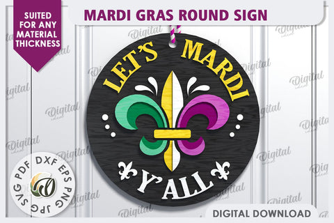 Mardi Gras Round Sign Laser Cut. Mardi Gras Decor SVG SVG Evgenyia Guschina 