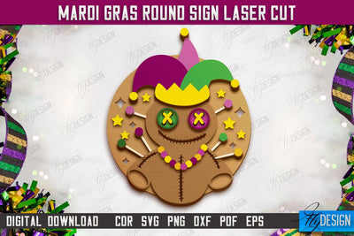Mardi Gras Round Sign | Masquerade Mask | Wall Signboard | CNC File SVG Fly Design 