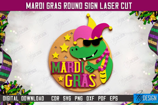 Mardi Gras Round Sign | Masquerade Mask | Wall Signboard | CNC File SVG Fly Design 
