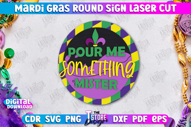 Mardi Gras Round Sign | Masquerade Mask | Wall Signboard | CNC File SVG The T Store Design 
