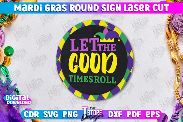 Mardi Gras Round Sign | Masquerade Mask | Wall Signboard | CNC File SVG The T Store Design 