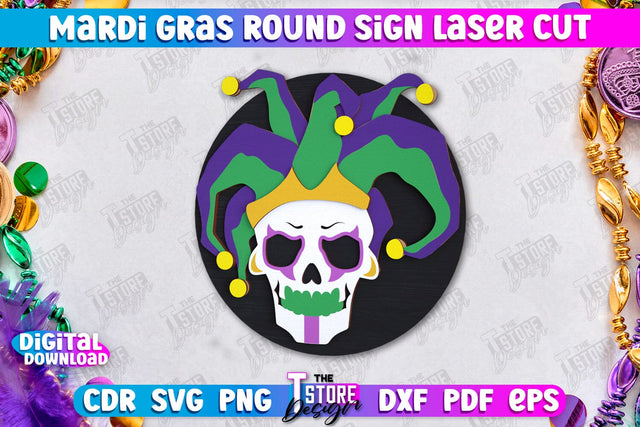 Mardi Gras Round Sign | Masquerade Mask | Wall Signboard | CNC File SVG The T Store Design 
