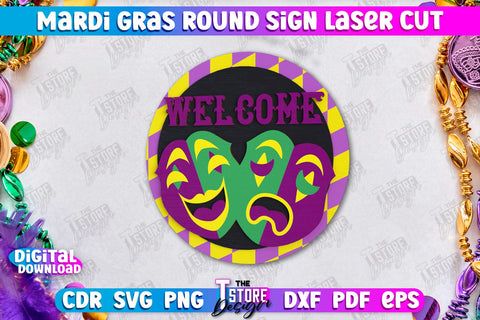 Mardi Gras Round Signs Bundle | Masquerade Mask | Wall Signboard | CNC Files SVG The T Store Design 