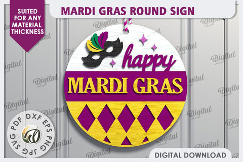 Mardi Gras Round Signs LaserCut Bundle. Mardi Gras Decor SVG SVG Evgenyia Guschina 