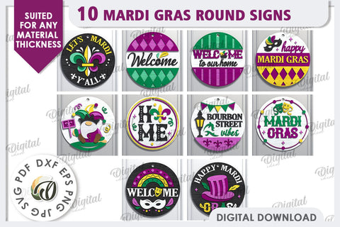 Mardi Gras Round Signs LaserCut Bundle. Mardi Gras Decor SVG SVG Evgenyia Guschina 