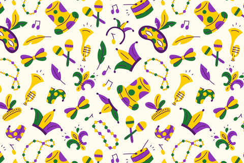 Mardi Gras Seamless Pattern Paper Background JPG PNG Digital Pattern Rin Green 