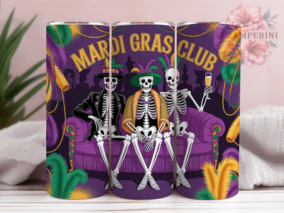 Mardi Gras Skeleton Party Tumbler, Mardi Gras Club Wrap, Carnival Party Cup, 20oz Sublimation Wrap, Festive Skeleton Design Tumbler, New Orleans Mardi Gras Cup, Colorful Carnival Skeleton Wrap Sublimation Li Zamperini 