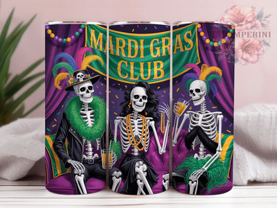 Mardi Gras Skeleton Party Tumbler, Mardi Gras Club Wrap, Carnival Party Cup, 20oz Sublimation Wrap, Festive Skeleton Design Tumbler, New Orleans Mardi Gras Cup, Colorful Carnival Skeleton Wrap Sublimation Li Zamperini 
