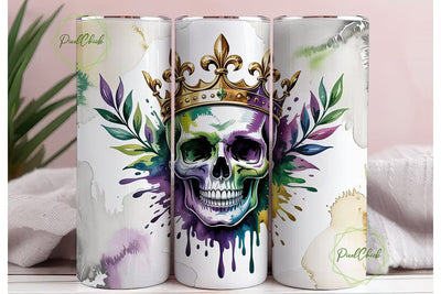 Mardi Gras Skull Crown 20oz Tumbler Wrap Sublimation PixelChick 