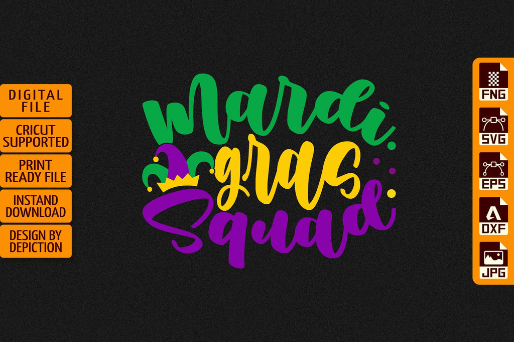 Mardi Gras Squad T-Shirt, Mardi Gras Shirt Print Template - So Fontsy
