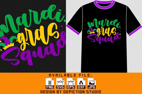 Mardi Gras Squad T-Shirt, Mardi Gras Shirt Print Template Sketch DESIGN Depiction Studio 