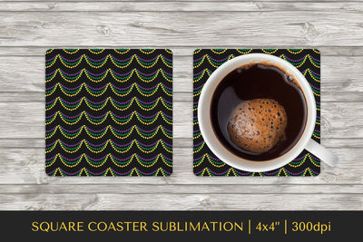 Mardi Gras square coaster sublimation. Beads coaster PNG Sublimation LaBelezoka 