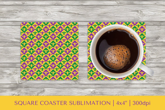 Mardi Gras square coaster sublimation. Carnival coaster 01 Sublimation LaBelezoka 