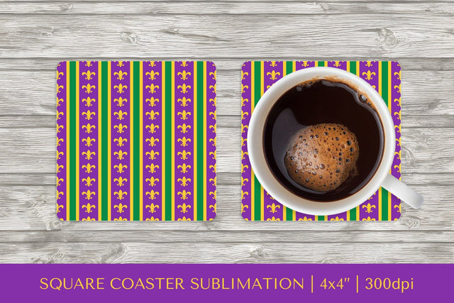 Mardi Gras square coaster sublimation. Carnival coaster 02 Sublimation LaBelezoka 