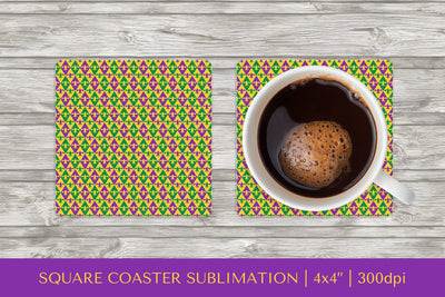 Mardi Gras square coaster sublimation. Carnival coaster Sublimation LaBelezoka 