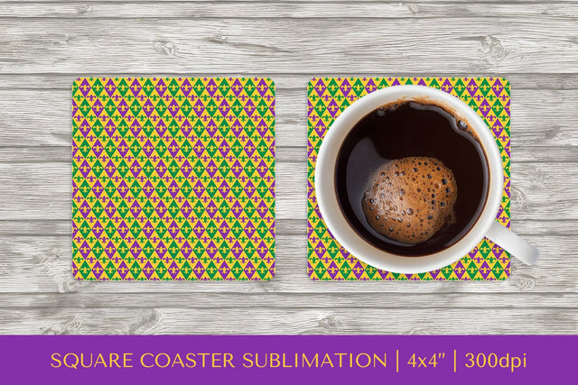 Mardi Gras square coaster sublimation. Carnival coaster Sublimation LaBelezoka 