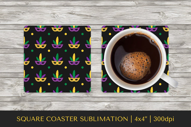 Mardi Gras square coaster sublimation. Carnival coaster Sublimation LaBelezoka 