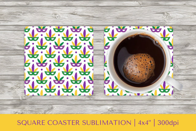 Mardi Gras square coaster sublimation. Carnival coaster Sublimation LaBelezoka 