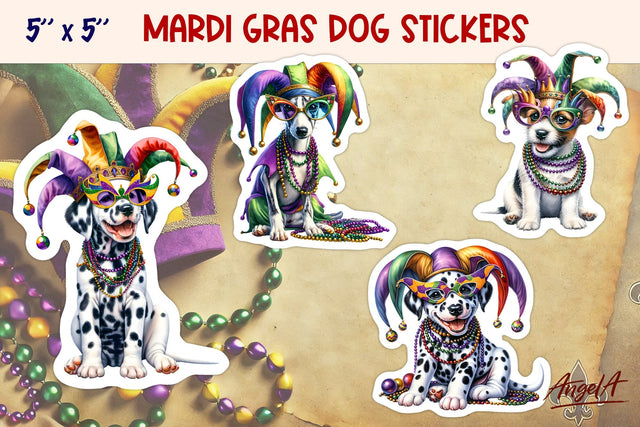 Mardi Gras stickers, funny dog printable stickers PNG, breed Sublimation Angelina Semenova 