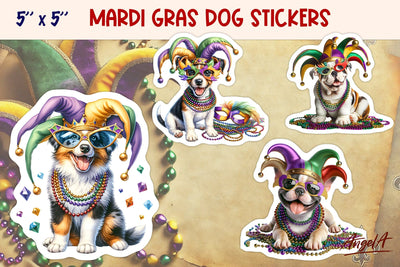 Mardi Gras stickers, funny dog printable stickers PNG, breed Sublimation Angelina Semenova 