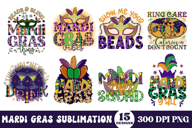 Mardi Gras Sublimation Bundle PNG Sublimation CraftLabSVG 