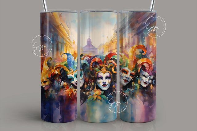 Mardi Gras Tumbler Seamless Sublimation Design, Add Your Own Name, Mardi Gras Carnival Mask Tumbler PNG, 20 oz Skinny Tumbler Wrap, Digital Sublimation Syre Digital Creations 