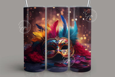 Mardi Gras Tumbler Seamless Sublimation Design, Add Your Own Name, Mardi Gras Carnival Mask Tumbler PNG, 20 oz Skinny Tumbler Wrap, Digital Sublimation Syre Digital Creations 