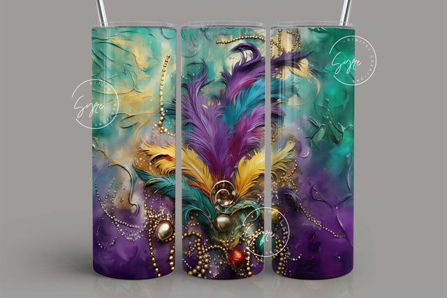 Mardi Gras Tumbler Seamless Sublimation Design, Add Your Own Name, Mardi Gras Carnival Mask Tumbler PNG, 20 oz Skinny Tumbler Wrap, Digital Sublimation Syre Digital Creations 