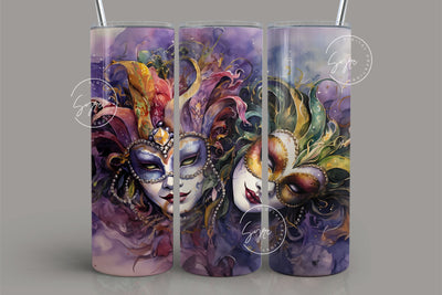 Mardi Gras Tumbler Seamless Sublimation Design, Add Your Own Name, Mardi Gras Carnival Mask Tumbler PNG, 20 oz Skinny Tumbler Wrap, Digital Sublimation Syre Digital Creations 