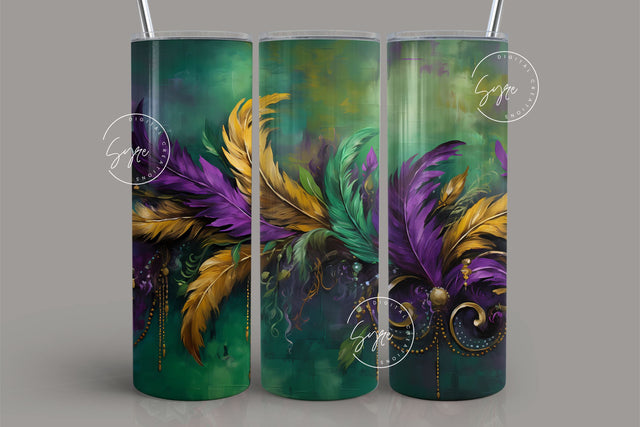 Mardi Gras Tumbler Seamless Sublimation Design, Add Your Own Name, Mardi Gras Carnival Mask Tumbler PNG, 20 oz Skinny Tumbler Wrap, Digital Sublimation Syre Digital Creations 