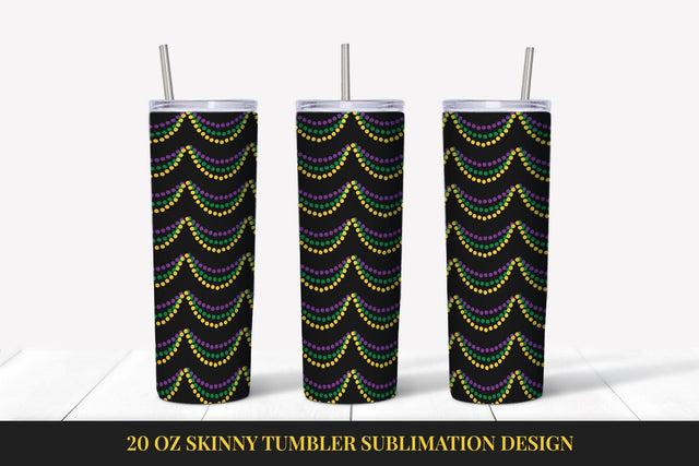 Mardi Gras Tumbler Sublimation Wrap. Colorful Beads Tumbler Sublimation LaBelezoka 
