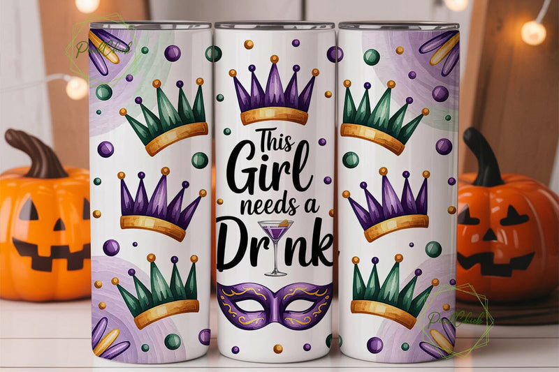 Mardi Gras Tumbler Wrap PNG Sublimation PixelChick 