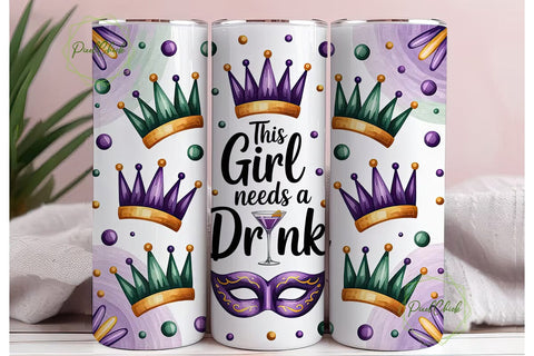 Mardi Gras Tumbler Wrap PNG Sublimation PixelChick 