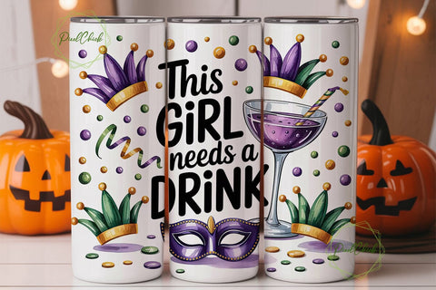 Mardi Gras Tumbler Wrap PNG Sublimation PixelChick 
