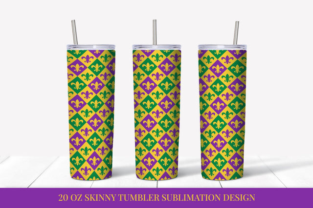 Mardi Gras Tumbler Wrap Sublimation. Checkered tumbler Sublimation LaBelezoka 