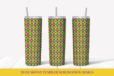 Mardi Gras Tumbler Wrap Sublimation. Rhombus Tumbler PNG Sublimation LaBelezoka 