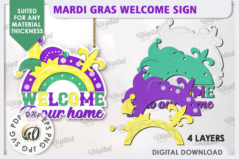 Mardi Gras Welcome Sign Laser Cut. Mardi Gras Decor SVG SVG Evgenyia Guschina 