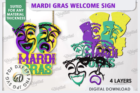 Mardi Gras Welcome Sign Laser Cut. Mardi Gras Decor SVG SVG Evgenyia Guschina 