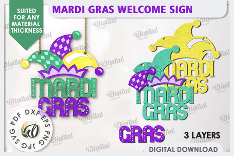 Mardi Gras Welcome Sign Laser Cut. Mardi Gras Decor SVG SVG Evgenyia Guschina 